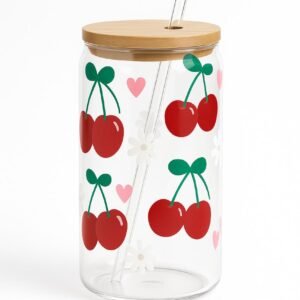 Personalised Glass Tumbler with straw (Pattern Only)
